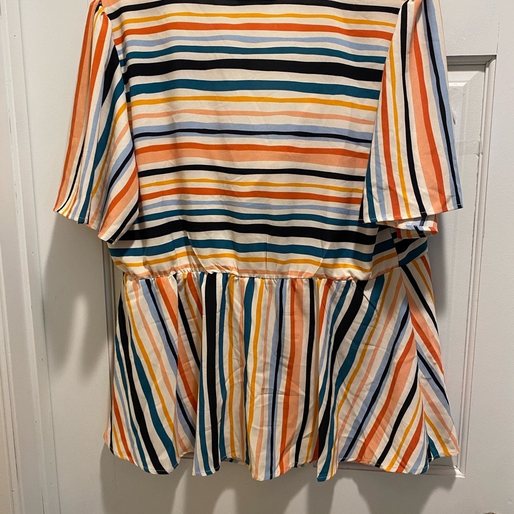 Striped Multicolor Tie-Front Top - Picture 2 of 2
